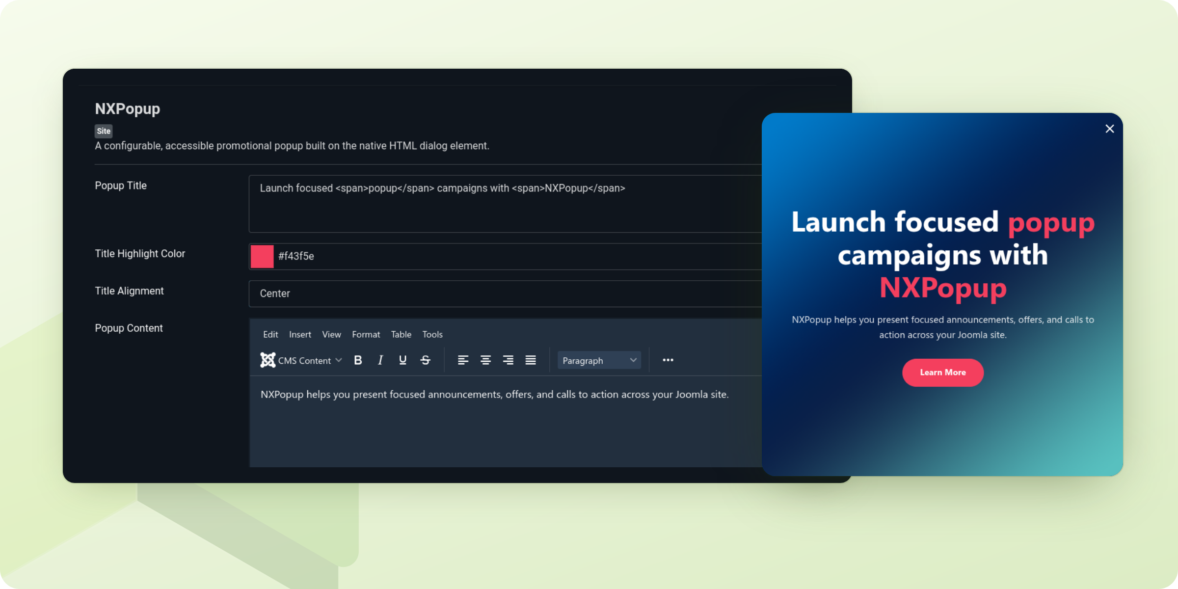 NXPopup — product screenshot